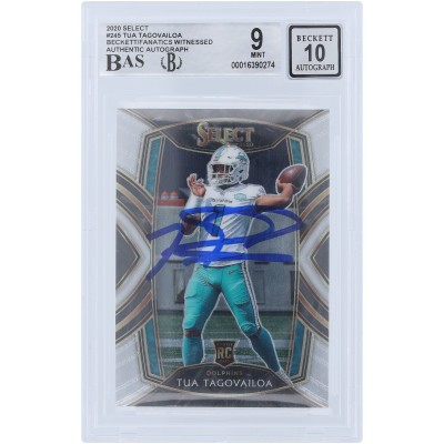 Tua Tagovailoa Miami Dolphins Autographed 2020 Panini Select Club Level #245 Beckett Fanatics Witnessed Authenticated 9/10 Rookie Card