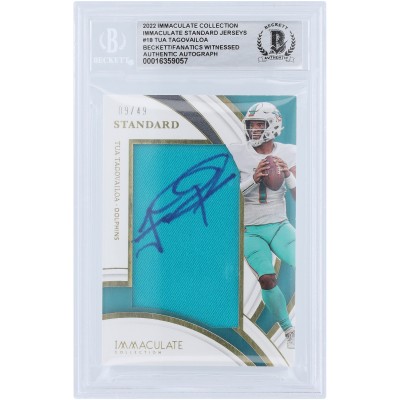 Tua Tagovailoa Miami Dolphins Autographed 2022 Panini Immaculate Collection Standard Jerseys Relic #ISJ-TTA #9/49 Beckett Fanatics Witnessed Authenticated Card