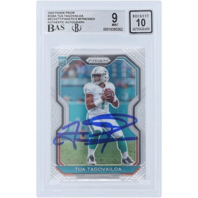 Tua Tagovailoa Miami Dolphins Autographed 2020 Panini Prizm #339 Beckett Fanatics Witnessed Authenticated 9/10 Rookie Card