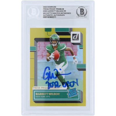 Garrett Wilson New York Jets Autographed 2022 Panini Donruss Rated Rookie Press Proof Premium #306 Beckett Fanatics Witnessed Authenticated Rookie Card with 2022 OROY Inscription
