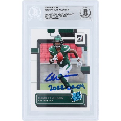 Garrett Wilson New York Jets Autographed 2022 Panini Donruss Rated Rookie #306 Beckett Fanatics Witnessed Authenticated Rookie Card with 2022 OROY Inscription