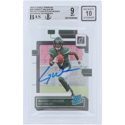 Garrett Wilson New York Jets Autographed 2022 Panini Clearly Donruss Rated Rookie #56 Beckett Fanatics Witnessed Authenticated 9/10 Rookie Card
