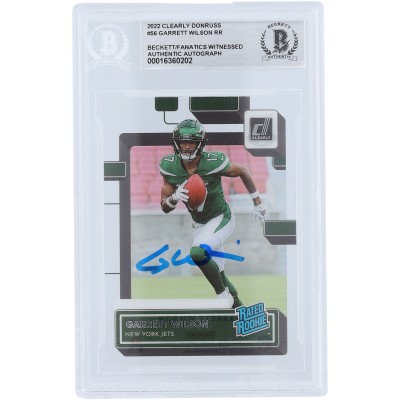 Garrett Wilson New York Jets Autographed 2022 Panini Clearly Donruss Rated Rookie #56 Beckett Fanatics Witnessed Authenticated Rookie Card