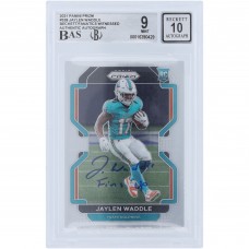 Jaylen Waddle Miami Dolphins Autographed 2021 Panini Prizm #338 Beckett Fanatics Witnessed Authenticated 9/10 Rookie Card with Fins Up Inscription