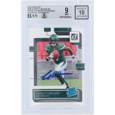 Garrett Wilson New York Jets Autographed 2022 Panini Donruss Rated Rookie #306 Beckett Fanatics Witnessed Authenticated 9/10 Rookie Card