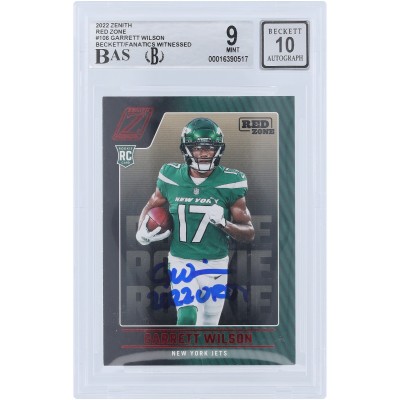 Garrett Wilson New York Jets Autographed 2022 Panini Zenith Red Zone #106 Beckett Fanatics Witnessed Authenticated 9/10 Rookie Card with 2022 OROY Inscription