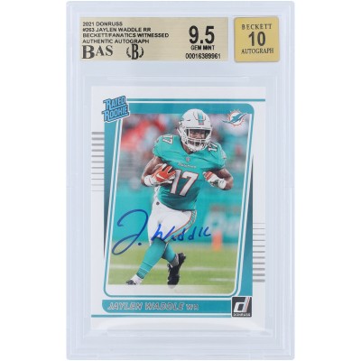 Jaylen Waddle Miami Dolphins Autographed 2021 Panini Donruss Rated Rookie #263 Beckett Fanatics Witnessed Authenticated 9.5/10 Rookie Card