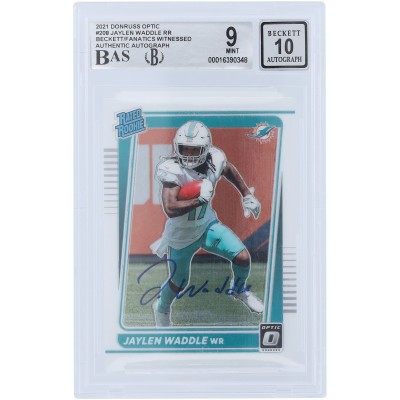 Jaylen Waddle Miami Dolphins Autographed 2021 Panini Donruss Optic Rated Rookie #208 Beckett Fanatics Witnessed Authenticated 9/10 Rookie Card