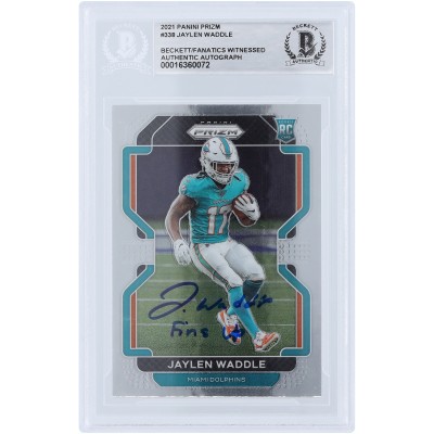 Jaylen Waddle Miami Dolphins Autographed 2021 Panini Prizm #338 Beckett Fanatics Witnessed Authenticated Rookie Card with Fins Up Inscription