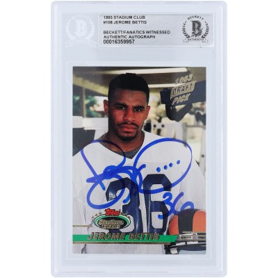 Jerome Bettis Los Angeles Rams Autographed 1993 Topps Stadium Club #108 Beckett Fanatics Witnessed Authenticated Rookie Card