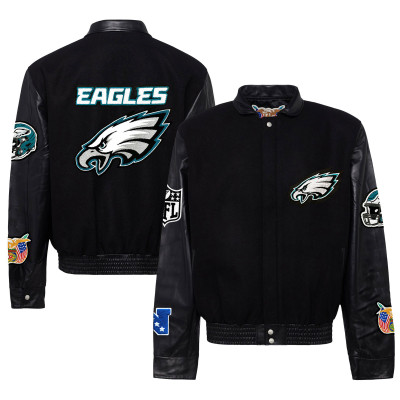 Куртка Philadelphia Eagles Jeff Hamilton Wool & Leather Full-Snap Varsity - Black