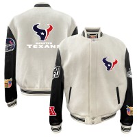 Куртка на кнопках Houston Texans Jeff Hamilton Wool & Leather - White