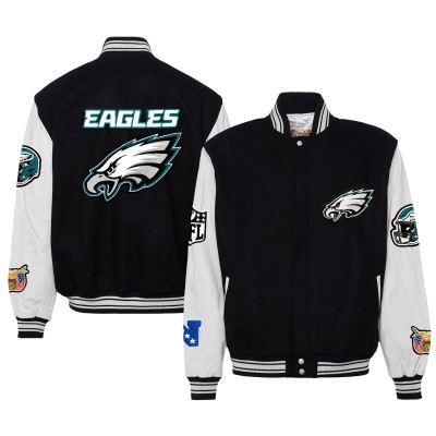 Куртка Philadelphia Eagles Jeff Hamilton Wool & Leather Full-Snap Varsity - Black