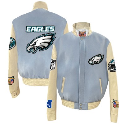 Куртка на кнопках Philadelphia Eagles Jeff Hamilton Wool & Leather - Light Blue