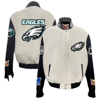 Куртка на кнопках Philadelphia Eagles Jeff Hamilton Wool & Leather - White