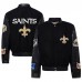 Куртка на кнопках New Orleans Saints Jeff Hamilton Black Wool & Leather Varsity