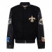Куртка на кнопках New Orleans Saints Jeff Hamilton Black Wool & Leather Varsity