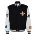 Куртка на кнопках New Orleans Saints Jeff Hamilton Black Wool & Leather Varsity