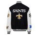Куртка на кнопках New Orleans Saints Jeff Hamilton Black Wool & Leather Varsity