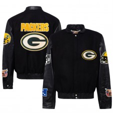 Куртка на кнопках Green Bay Packers Jeff Hamilton Wool & Leather Varsity - Black