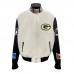 Куртка на кнопках Green Bay Packers Jeff Hamilton Wool & Leather Varsity - White