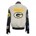 Куртка на кнопках Green Bay Packers Jeff Hamilton Wool & Leather Varsity - White