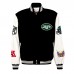 New York Jets Jeff Hamilton Black Wool & Leather Full-Snap Varsity Jacket