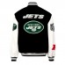 New York Jets Jeff Hamilton Black Wool & Leather Full-Snap Varsity Jacket