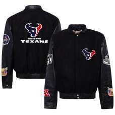 Куртка на кнопках Houston Texans Jeff Hamilton Wool & Leather Varsity - Black