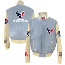 Куртка на кнопках Houston Texans Jeff Hamilton Wool & Leather Varsity - Light Blue