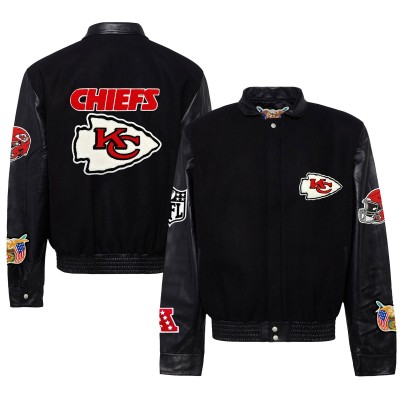 Куртка на кнопках Kansas City Chiefs Jeff Hamilton Wool & Leather Varsity - Black