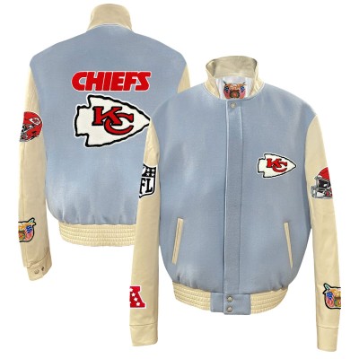 Куртка на кнопках Kansas City Chiefs Jeff Hamilton Wool & Leather Varsity - Light Blue