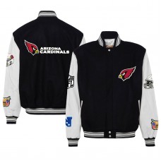 Arizona Cardinals Jeff Hamilton Black Wool & Leather Full-Snap Varsity Jacket