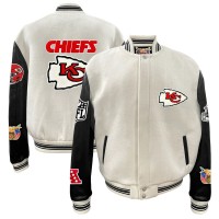 Куртка Kansas City Chiefs Jeff Hamilton Wool & Leather Varsity - White