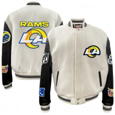 Los Angeles Rams Jeff Hamilton Wool & Leather Full-Snap Varsity Jacket - White