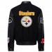 Pittsburgh Steelers Jeff Hamilton Black Wool & Leather Full-Snap Varsity Jacket