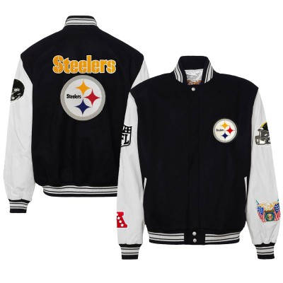Куртка на кнопках Pittsburgh Steelers Jeff Hamilton Wool & Leather Varsity - Black