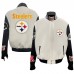 Pittsburgh Steelers Jeff Hamilton White Wool & Leather Full-Snap Varsity Jacket
