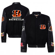 Куртка на кнопках Cincinnati Bengals Jeff Hamilton Wool & Leather Varsity - Black