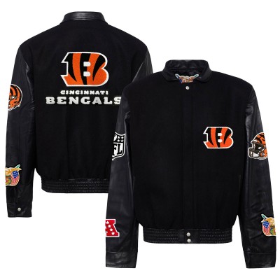 Куртка на кнопках Cincinnati Bengals Jeff Hamilton Wool & Leather Varsity - Black