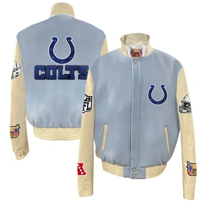 Куртка на кнопках Indianapolis Colts Jeff Hamilton Wool & Leather - Light Blue