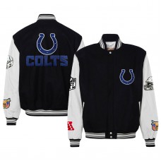 Indianapolis Colts Jeff Hamilton Black Wool & Leather Full-Snap Varsity Jacket