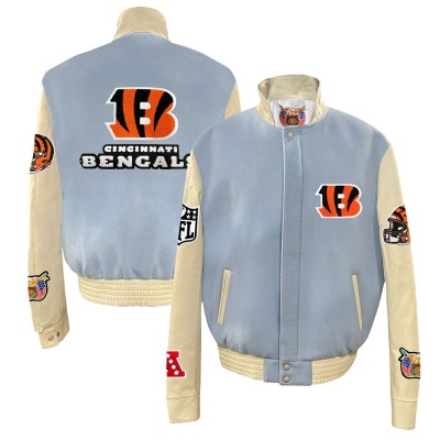 Куртка на кнопках Cincinnati Bengals Jeff Hamilton Wool & Leather Varsity - Light Blue