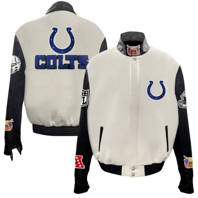 Куртка на кнопках Indianapolis Colts Jeff Hamilton Wool & Leather - White