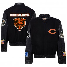 Chicago Bears Jeff Hamilton Wool & Leather Full-Snap Varsity Jacket - Black