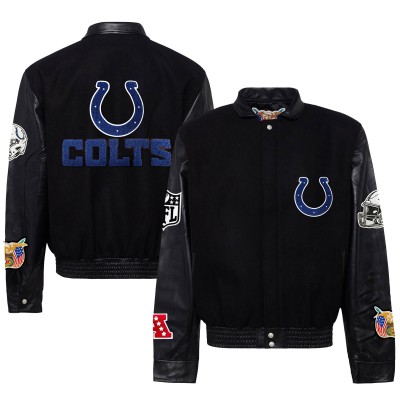 Куртка на кнопках Indianapolis Colts Jeff Hamilton Wool & Leather - Black
