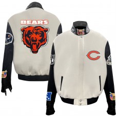 Chicago Bears Jeff Hamilton Wool & Leather Full-Snap Varsity Jacket - White