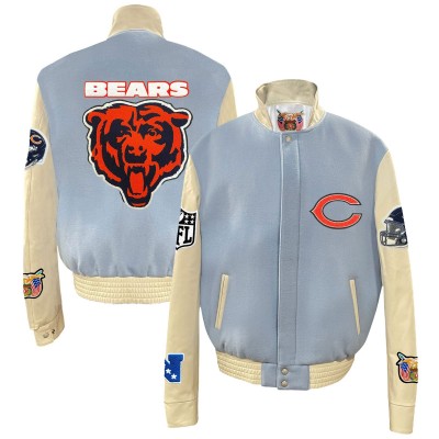 Куртка на кнопках Chicago Bears Jeff Hamilton Wool & Leather - Light Blue