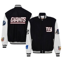 New York Giants Jeff Hamilton Black Wool & Leather Full-Snap Varsity Jacket