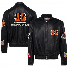 Куртка на кнопках Cincinnati Bengals Jeff Hamilton Leather - Black